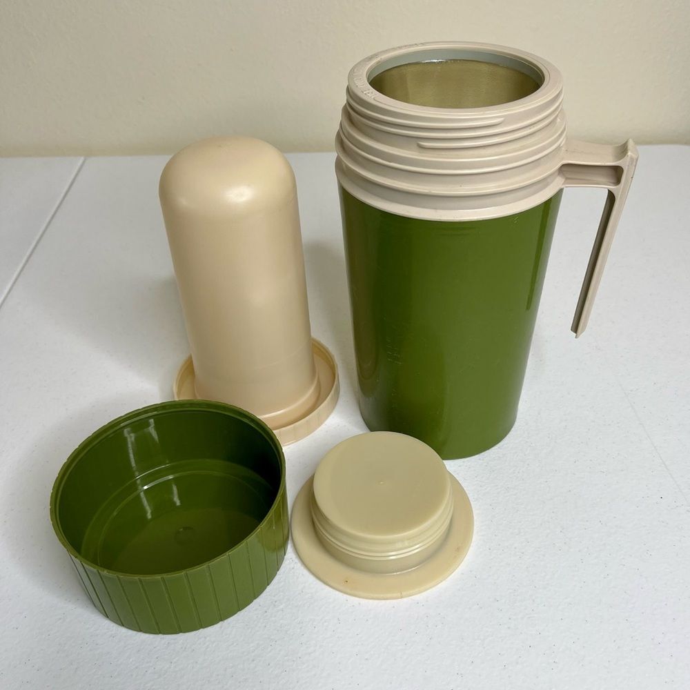 Vintage Thermos Avocado Green Pint Size Model 7202 Stopper Cup Filler King Seely
